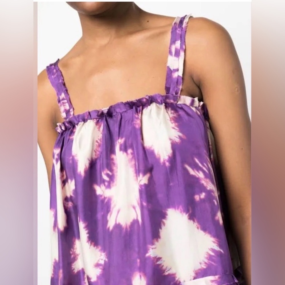 Ulla Johnson Purple and White Tie-Dye Top